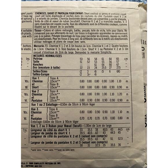 Simplicity sewing pattern  9219 kids top pants shorts - Picture 5 of 5